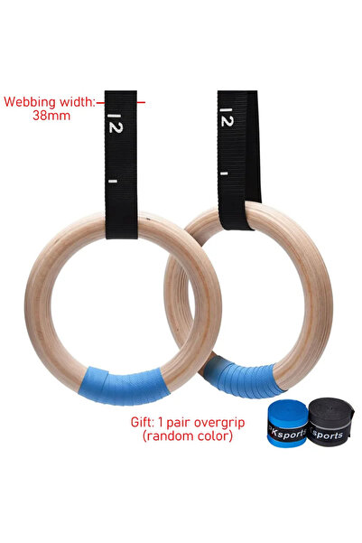 Choice حلقات 32 مم وأشرطة 38 مم زوج واحد من حلقات الجمباز الخشبية بأشرطة قابل...