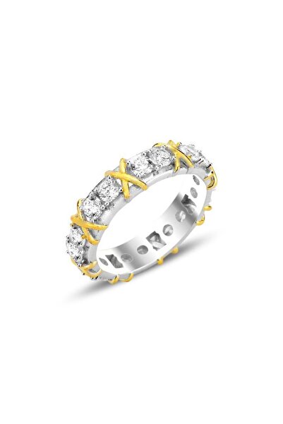 Söğütlü Silver Gümüş altın yaldızlı zirkon taşlı sonsuz bağ tamtur yüzük