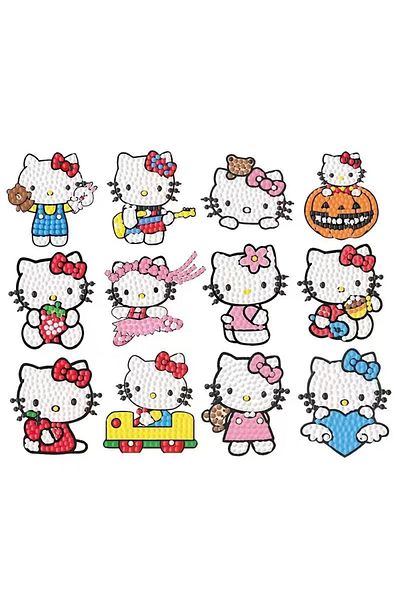 Choice 1 Sanrio Diy Diamond Painting Hello Kitty Stickers Cartoon Kawaii Mymelody Kuromi Girl Diamond Stic.