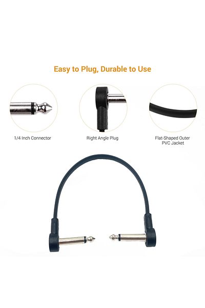 Choice 15cm 1 Pc 1 Pc 24awg Guitar Pedal Cable 10cm-50cm Right Angle 1/4" Noise Reduction Guitar Flat Patch
