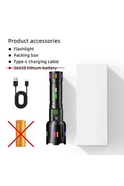 Choice G61-bh-no-battery High Power Spotlight Long Range Led Flashlight Fluorescent Absorbing Film Luminous