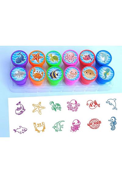 Choice 10pcs Stamp Ocean Life Self-inking Stampers Set For Boys And Girls Party Gifts Party Favors Turtle S