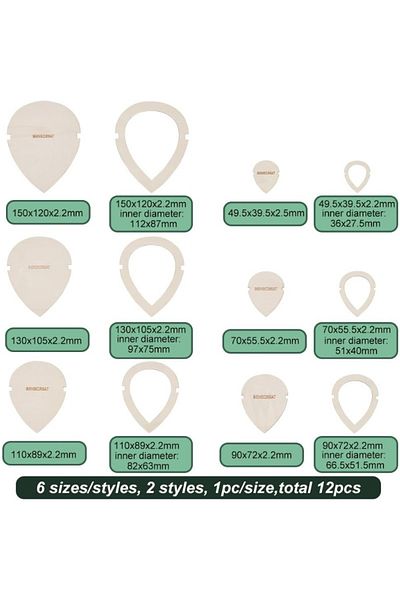 Choice Aech03-09425 12pcs Leaf Macrame Cutting Molds Wood Macrame Leaf Cutting Template Macrame Feather Wal