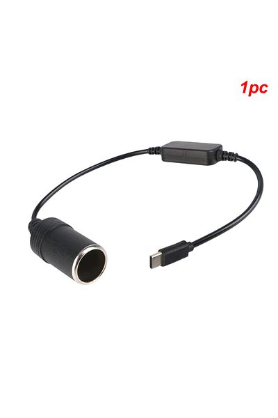 Choice 1 قطعة كابل محول 5 فولت إلى 12 فولت موسع شاحن USB من النوع C إلى مقبس ولاعة السجائر محول الطاقة