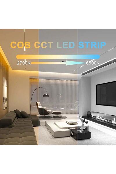 COXO 5m Dc24v 2700k To 6500k Ul Listed Cob Cct Led Strip Light 2700k To 6500k Changeable 608 Leds/m Flexi
