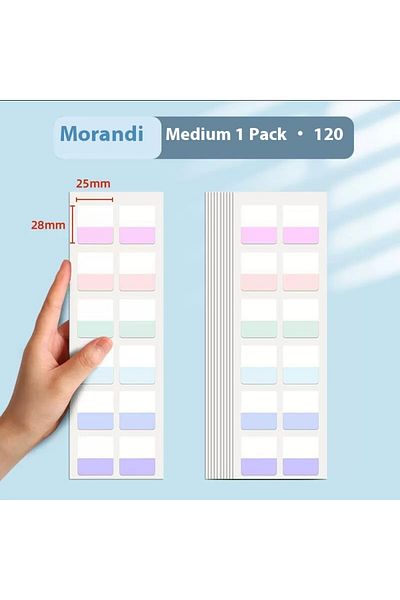 Choice M Morandi Colored Page Markers, Fluorescent Sticky Tabs, Neon Sticky Notes Flags, Waterproof Writabl