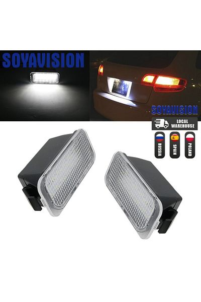 SOYAVISION White 2pc Number Plate Light Led License Lamps For Ford Jaguar Xj Xf Fiesta Focus S-max Grand C Max