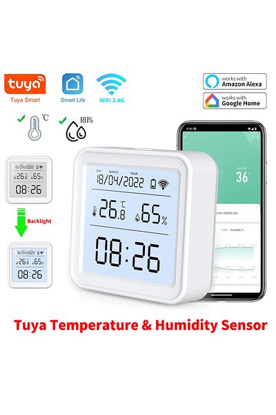 Choice 24 Hours Version Tuya New Wifi Temperature Humidity Sensor Smart Life Backlight Hygrometer Thermomet