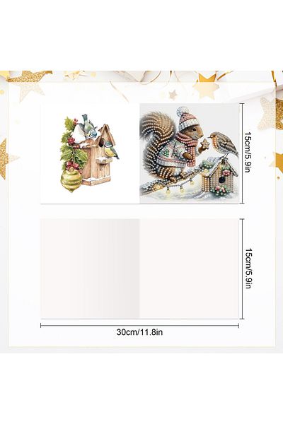 Choice Christmas Squirrel 6pcs Diamond Art Painting Greeting Card Kits,christmas Squirrel Greeting Cards Wi