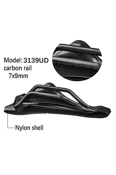 Choice 3139UD-L99 MTB/Road Bike Saddle 245x139mm UD Carbon Bare Carbon Rails Nylon Chassis Short Nose Hollo