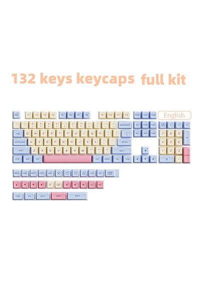 ZUIDID Pack By Plastic Bag Marshmallow-english Marshmallow 132 Keys Keycaps Pbt Dye Sublimation Xda Profile