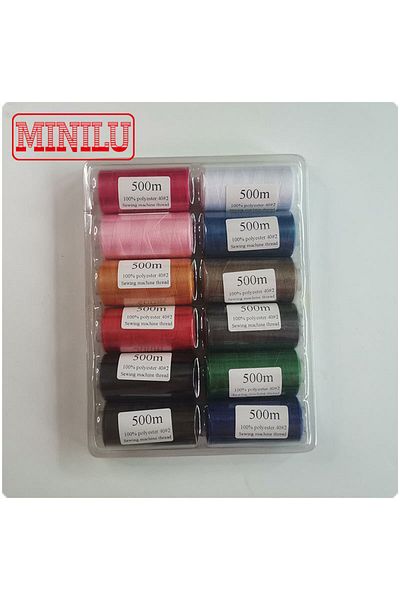 Choice 500m12color 500m/roll 40s2 Sewing Machine Thread Set 100% Polyester Dyed Threads Diy Handsewing Acce