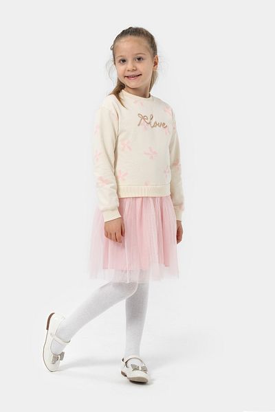 Monila Rochie din tul căptușită cu broderie Love 100% bumbac pentru fetiță
