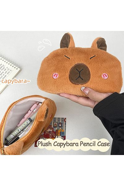 Choice Cartoon Capibara Plush Pencil Case Capybara Large Capacity Pen Pouch Stationery Storage Bag Cosme...