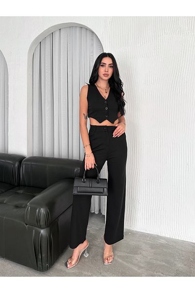 sportiness Crepe Vest and Trousers Set