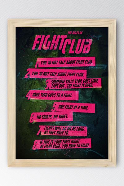 Saturn Pictură înrămată Fight Club Rules - Pictură poster film Fight Club