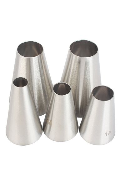 Choice 3a-2a-1a-r16-r18 5pcs/set Large Size Round Piping Nozzle Cake Cream Pastry Tools Stainless Steel Ici
