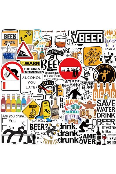 Choice 50pcs 50pcs Funny Alcoholism Vodka Beer Wine Drunk Meme Stickers Waterproof Fridge Phone Diary Car M