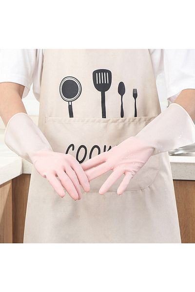 Choice M Pink Fairy Pink Gradient Waterproof Latex Gloves For Women Thin Laundry Housework Cleaning Gloves