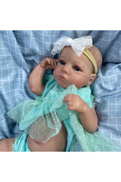 MRB Vinyl Body Doll 50cm Reborn Loulou Awake Full Vinyl Body Girl Washable Newborn Baby Doll Reborn 3d