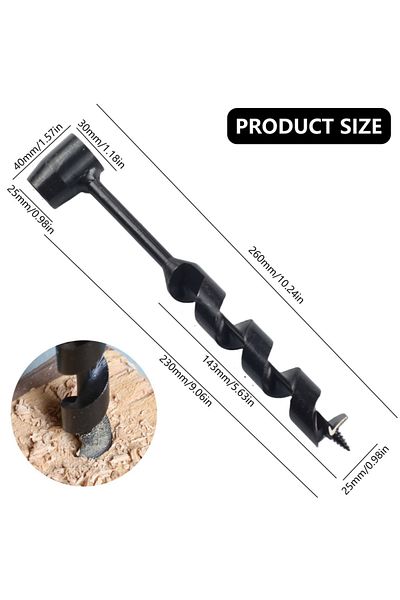 SLADE 25 X 230mm Bushcraft Outdoor Survival Hand Drill Carbon Steel Manual Auger Manual Survival Drill Sel