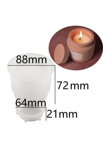 Choice قالب سيليكون كبير لجرة شموع مع غطاء وعاء زهور عصاري دائري للتخزين مصنو...