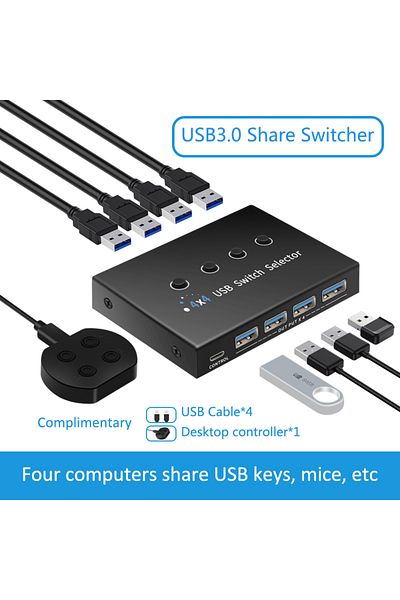 Choice مفتاح USB 3.0 وUSB 3.0/2.0 Km Selector 4 أجهزة كمبيوتر محمولة مشاركة المضيف 4 أجهزة USB Kvm Switch B