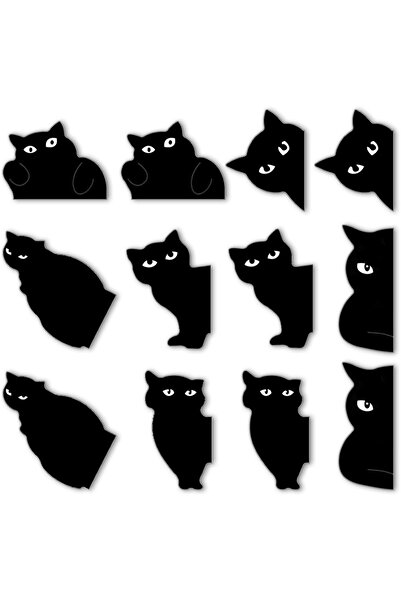 Choice 12 قطعة من العلامات المرجعية المغناطيسية 6/12 قطعة لمحبي الكتب، علامات مرجعية لطيفة على شكل قطة سوداء كهدية لمحبي القطط، وS