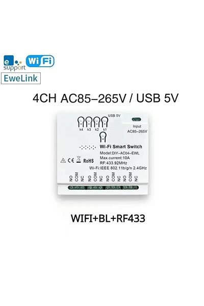 Choice Ewi-rfbl-4ch 85-265v White Ewelink 4ch R3 Pro Wifi Rfbl 85-265v Channel Garage Door Curtain Motor Mo