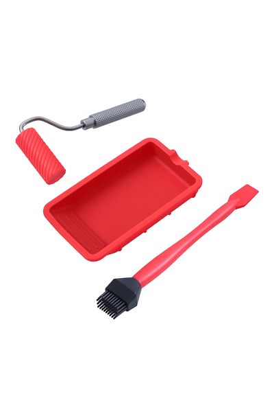Choice Glue Coating Set Silicone Glue Roller With Tray 1-7/8" Roller Aluminum Handle For Arts Crafts Woodwo