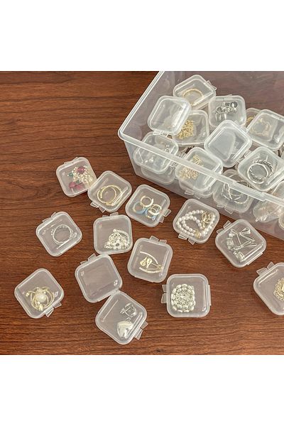 Choice 20pcs Transparent Square Plastic Jewelry Box Organizer With Individual Ring Slot For Jeweler Storage