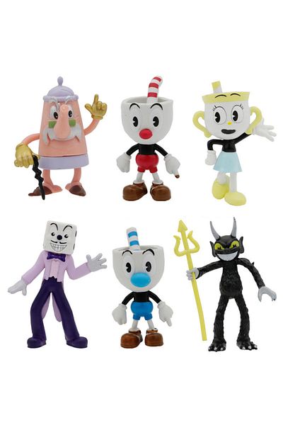 Choice 6pcs A Set 4/6pcs Set Pvc Kawaii Cup Head Anime Action Figure Cuphead Doll Toy Game Decoration Ornam