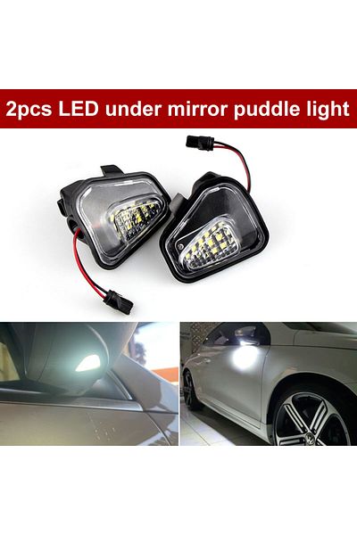 APMATAUTO 2pcs Led White 2pcs For Vw Passat B7 Cc Scirocco Jetta Mk6 Eos Beetle R Led Side Rearview Mirror Flo