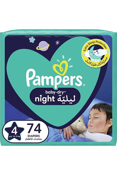 Pampers Baby-Dry Night, Size 4, 10-15 kg, 74 Diapers