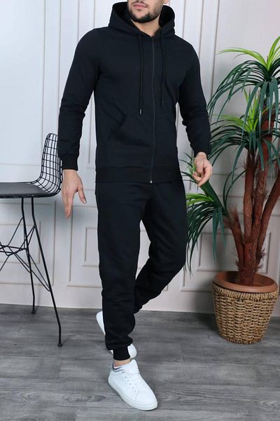 laçin life Εποχιακό ίσιο μαύρο σετ φούτερ με φερμουάρ