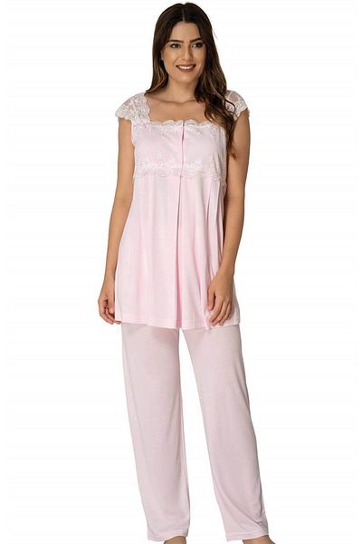 Pelin Women's Powder Strap Lace Maternity Sleepwear Set