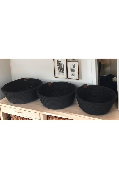 Hediyeninellitonu طقم سلة سوداء مكون من ثلاث قطع منظم أسود للحمام ومنظم الغرفة