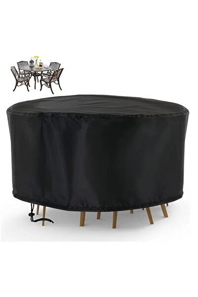 Choice أغطية أثاث فناء دائرية سوداء مقاس 120 × 75 سم، مجموعة أثاث خارجي مقاوم...