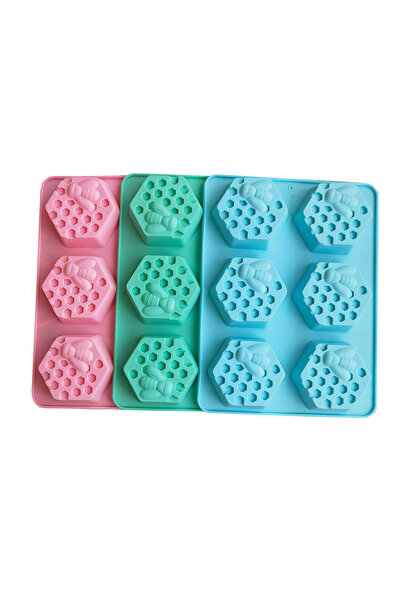 Choice مجموعة من 3 قطع من قوالب صابون النحل السداسية المصنوعة من السيليكون لص...