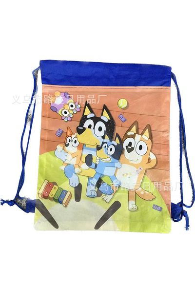 Choice Royal Blue 12pcs Bluey Bingo Cartoon Cute Non Woven Drawstring Bag Bundle Pocket Children's Gift