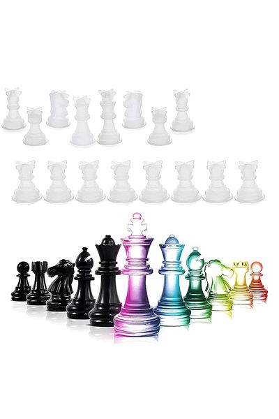 Choice 16pcs Chess Molds Chess Mold For Resin Casting 12.4"x12.4" Board Soft Silicone 3d Art Diy Crafts Mak