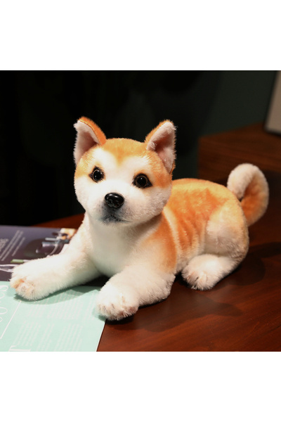 Choice لعبة محشوة على شكل كلب أكيتا نابض بالحياة مقاس 25 سم، جرو شيبا إينو رق...