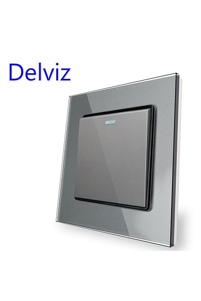 Choice 1 Gang 2 Way Delviz Toughened Glass Switch, Gray Crystal Panel 16a Wall Power Socket, Ac 110v-250v 8
