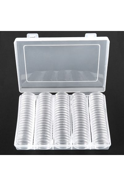 Choice Clear 100pcs Coin Box Clear 30mm Round Coin Cases Storage Capsules Display Cases Protection Organize