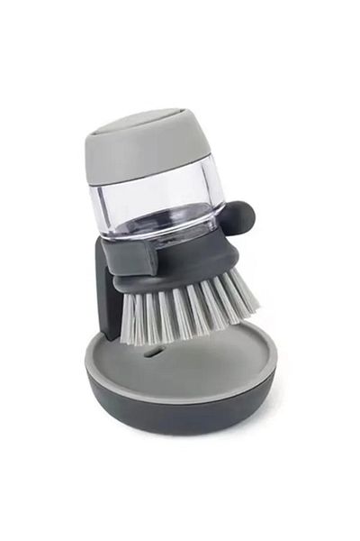 andralyn Light Grey Dish Brush With Soap Dispenser Palm Brush Dish Washing Kitchen Scrub Brushes With Holder