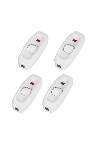 AOKIN 4pcs White 4pcs Appliance Switch Ac 250v 10a Inline Foot Cord Switch On/off Rocker Switch Feed-throu