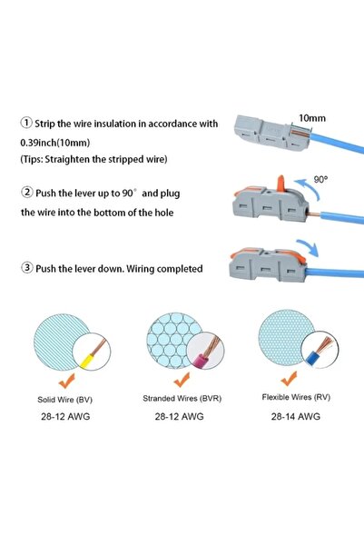 Maroces Pct-221 Awg 28-12 Tekli Çift Taraflı Hızlı Kablo Birleştirici