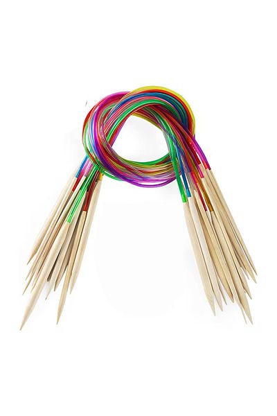 Choice Length 80cm 18pcs/set Circular Bamboo Knitting Needles Set 2-10mm Wooden Knitting Needles With Color
