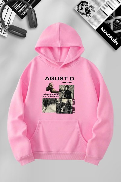 darkopia Unisex Women Men Agust D Bts Printed Hooded Basic Sweatshirt