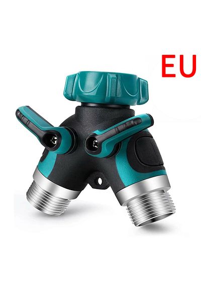 Choice 3/4'' Green Eu Y-type Zinc Alloy Hose Splitter Double Way Joint One Split Two Faucet Diverter Garden